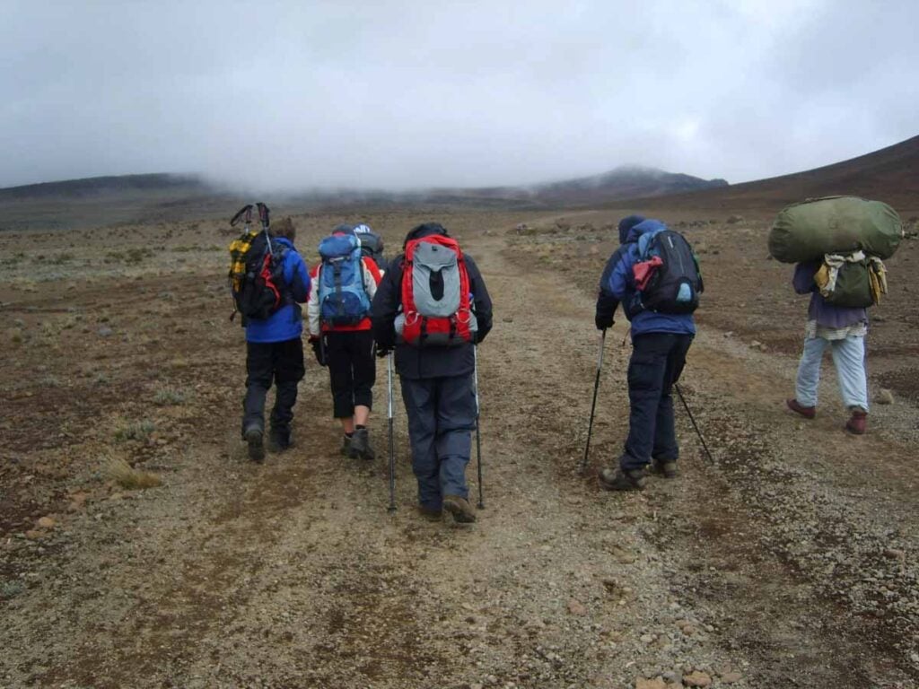 our group hiking on kilimanjaro