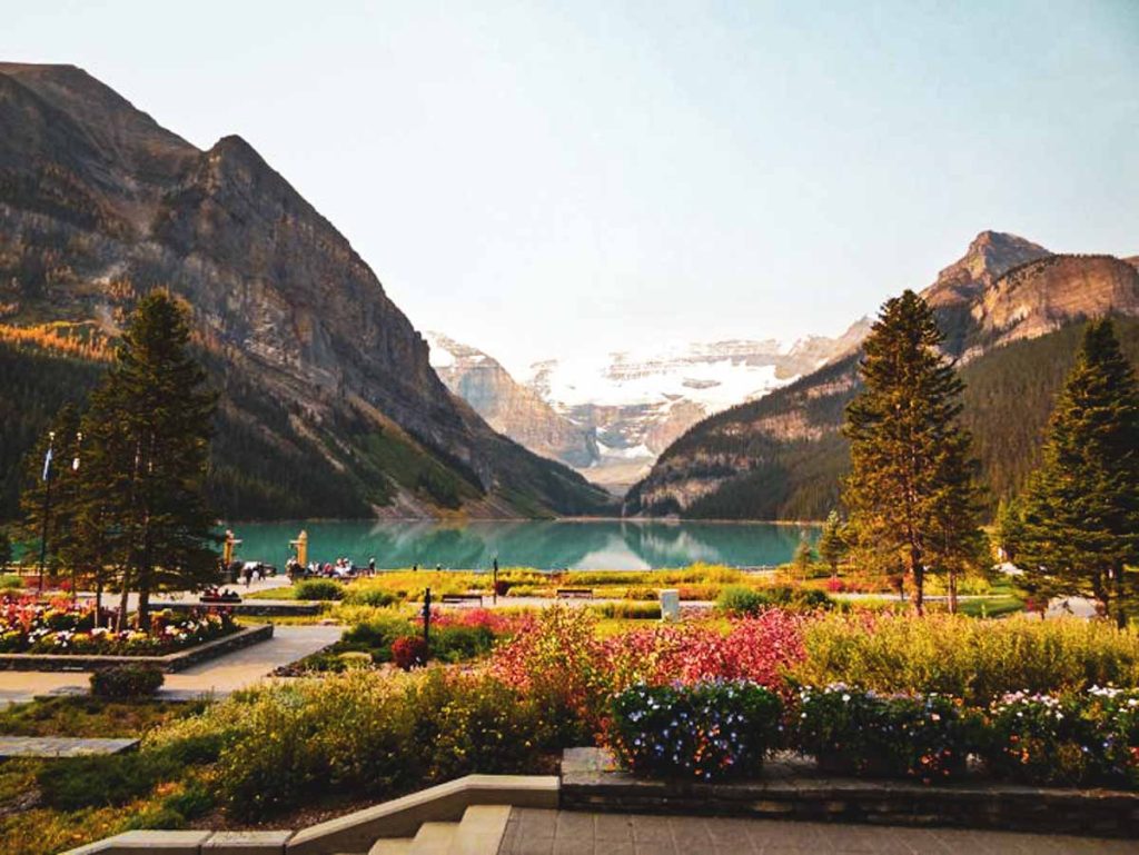 view of lake louise from the hotel