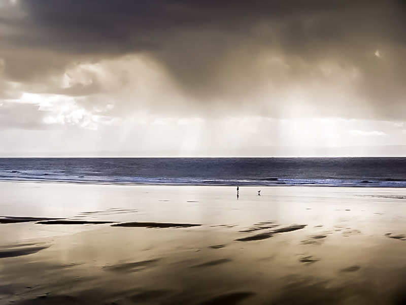beach walker near Merthyr Mawr