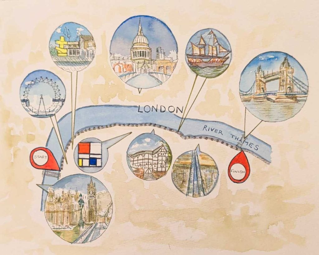 map of London South Bank Walk