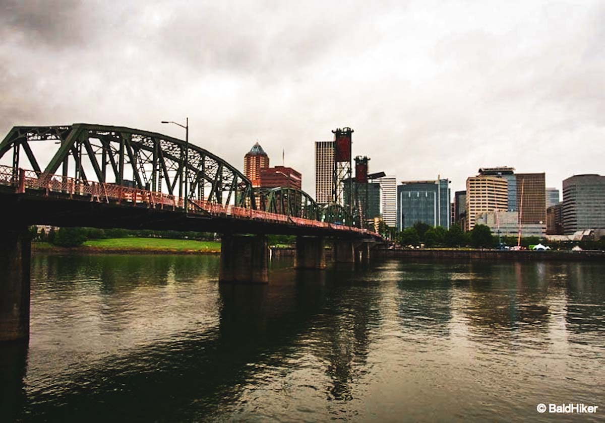 portland skyline when cycling