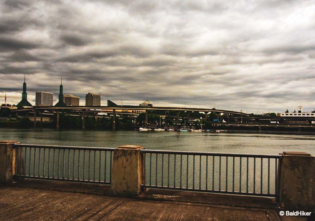 river and skyline in Portland