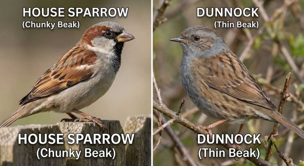 difference between house sparrow and dunnock