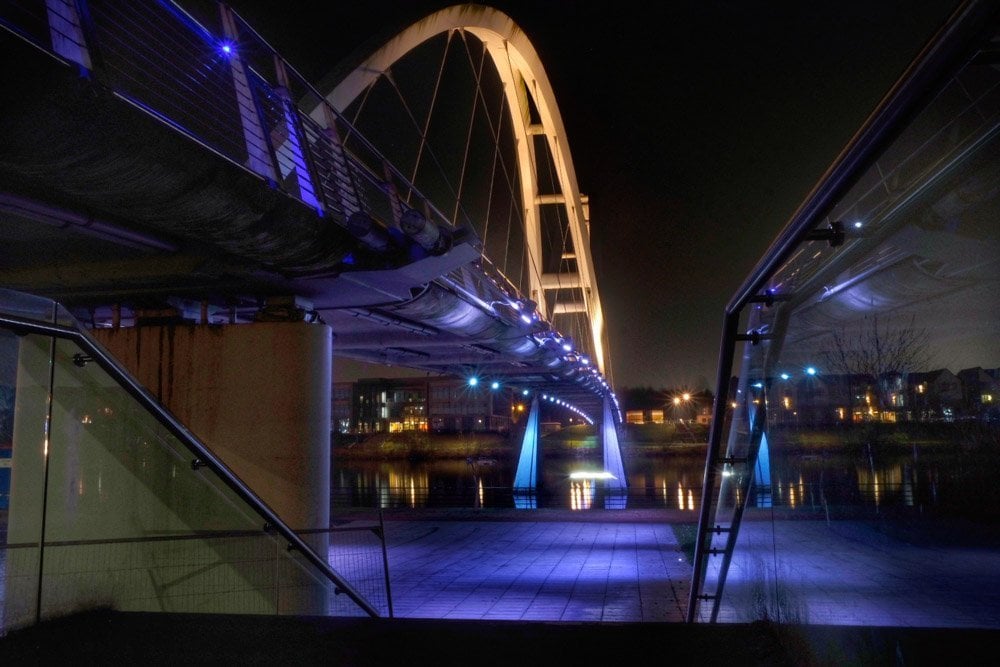 night photography of the bridge