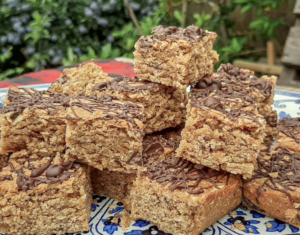 served oat bite chunks