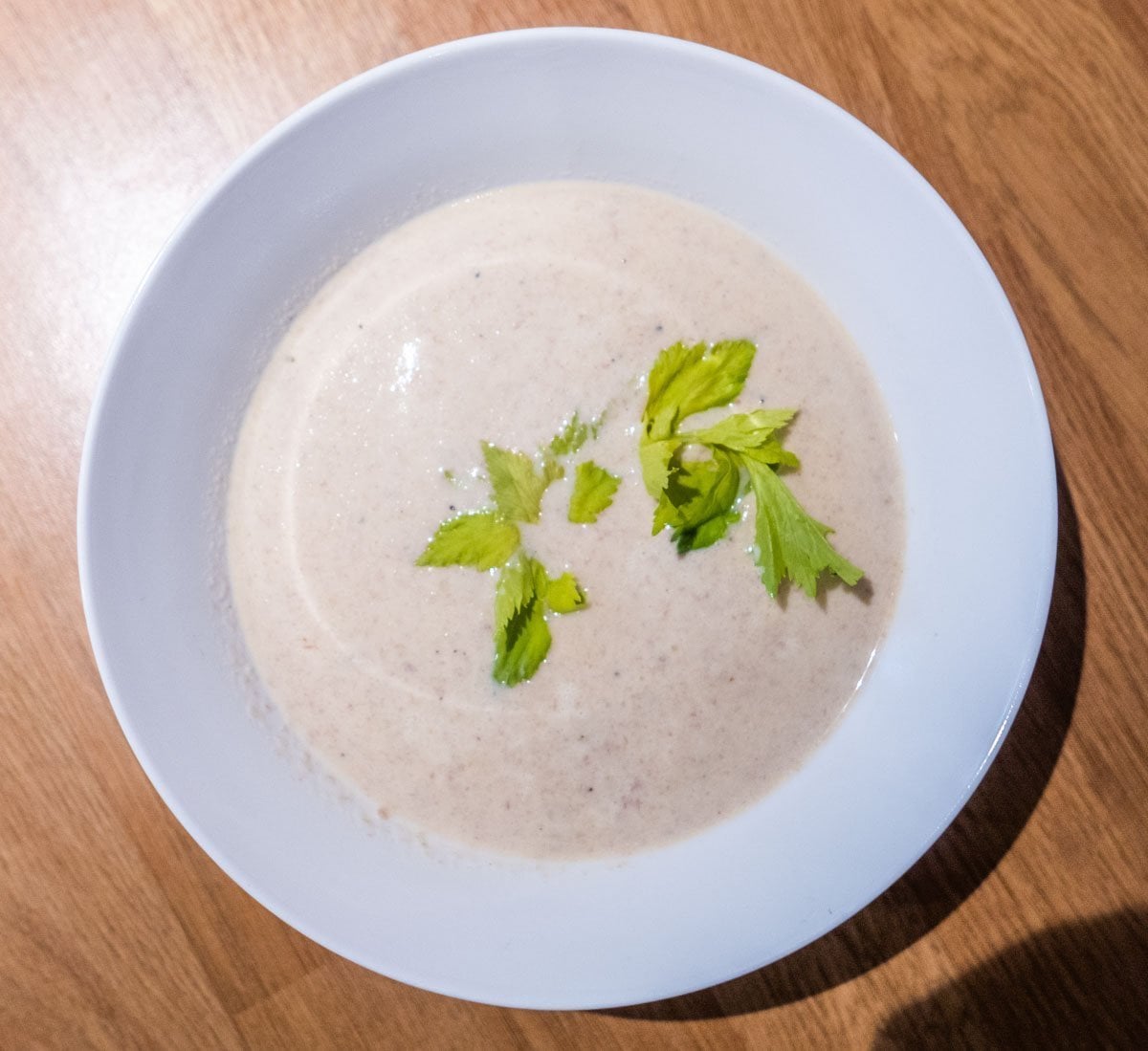 the celery cream soup in a bowl