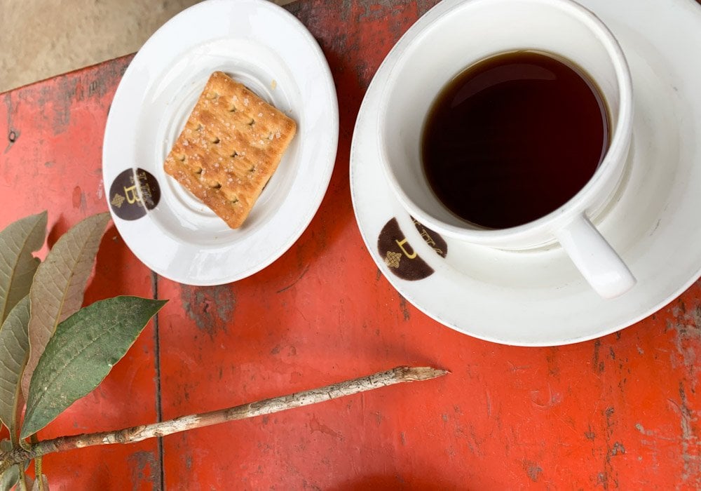tea and biscuit at tiger's nest teahouse