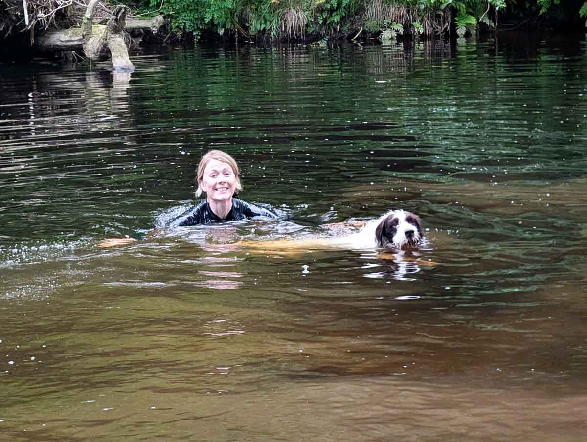 zoe potter open water swimming with a dog