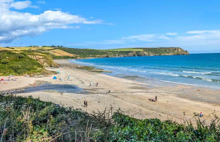 view of Gerrans Bay in Cornwall
