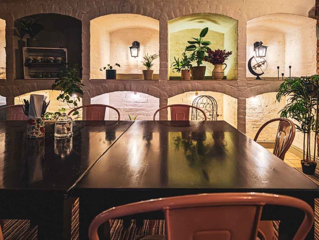 cellar dining area at Fairlawn house a little place