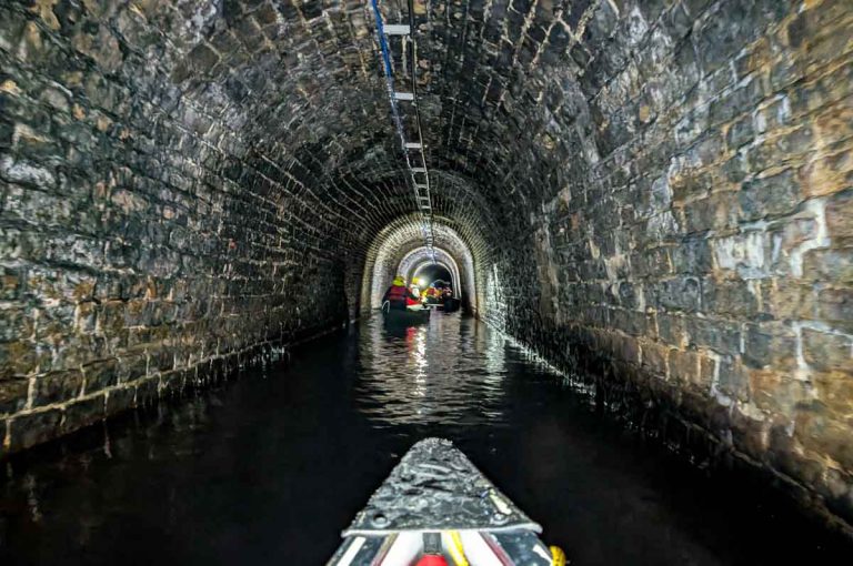 canoeing through Standedge Tunnel
