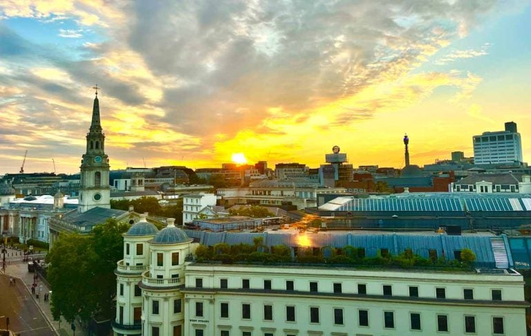 view from Clermont Hotel London at sunset