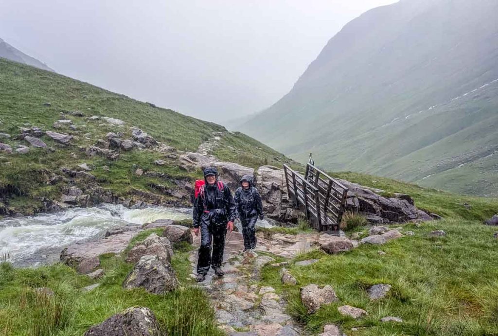 hiking in the rain