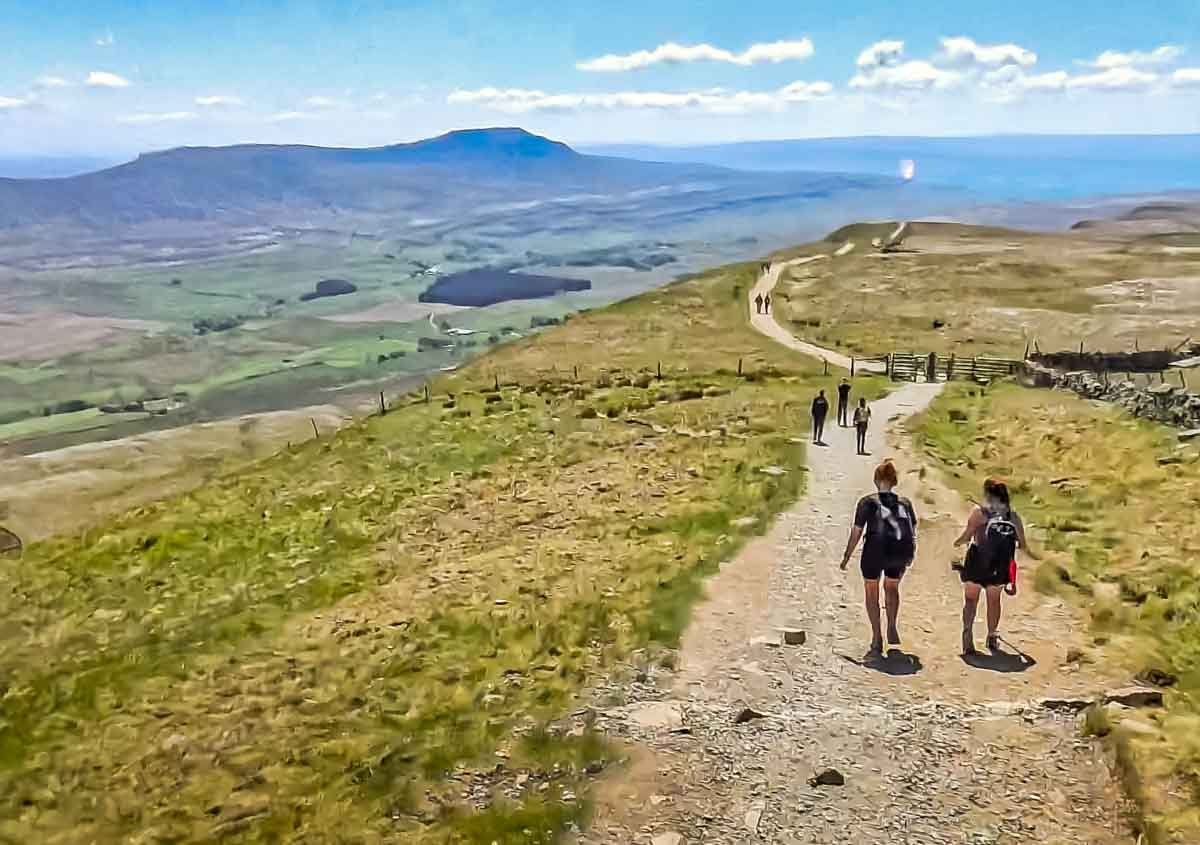 walking along Whernside on Yorkshire 3 Peaks