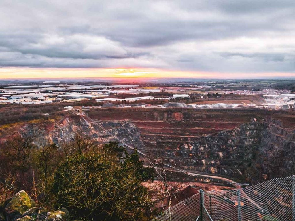 Bardon Hill Qaurry at sunset