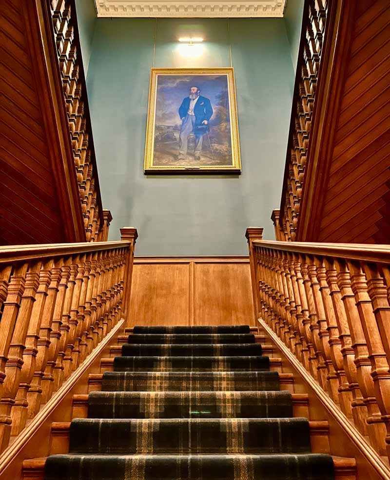 on the stairs of SCHLOSS Roxburghe