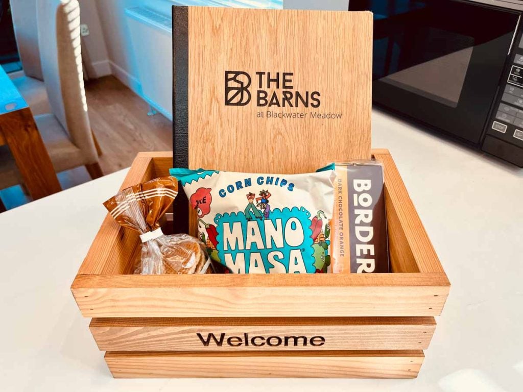 welcome pack at the barns at Blackwater Meadow