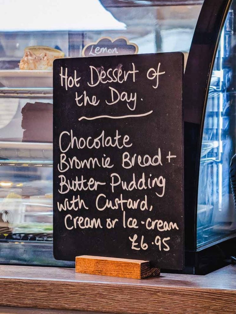 a specials board in the cafe