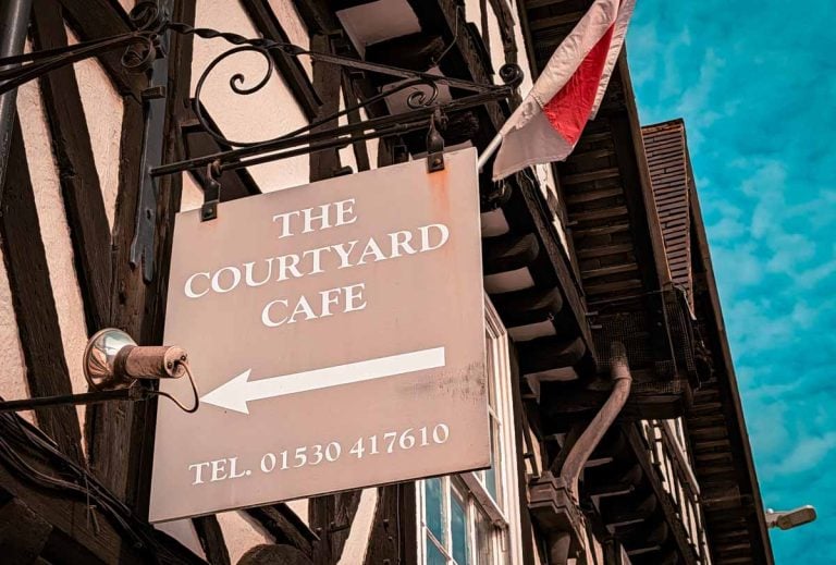 sign for the courtyard cafe in Asby