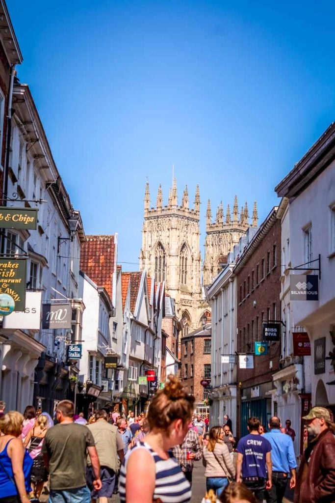 york minster fraed by a street