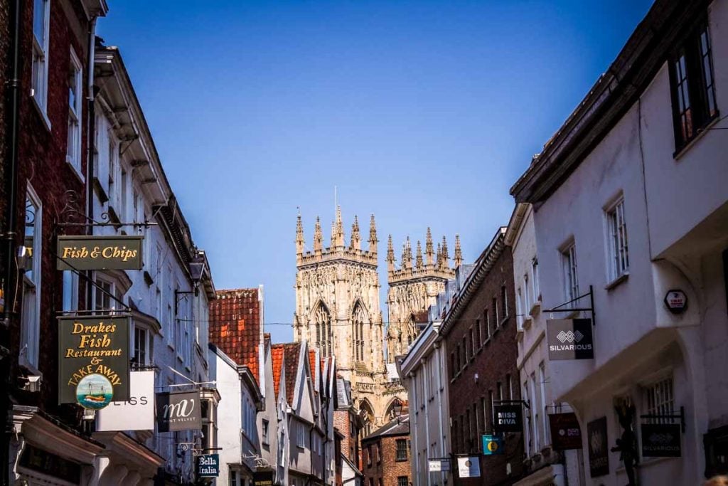 york minster rising above the york shopping street