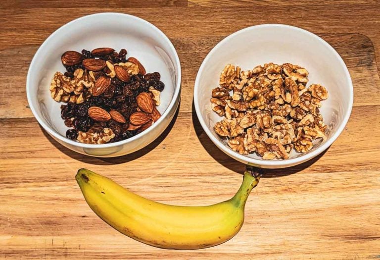bananas, nuts and fruit good for hiking