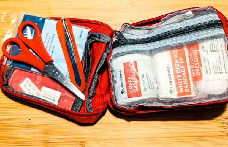open first aid kit for hiking