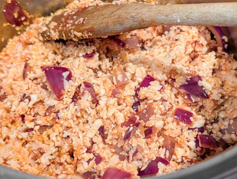 stirring the rissotto type mixture