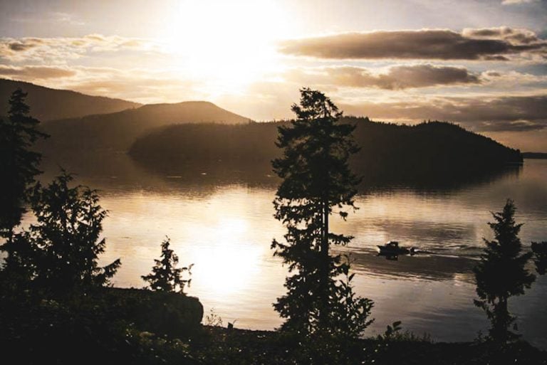 sunset view of sea on vancouver island