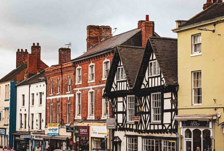 row of old shops in Ashby de la zouch
