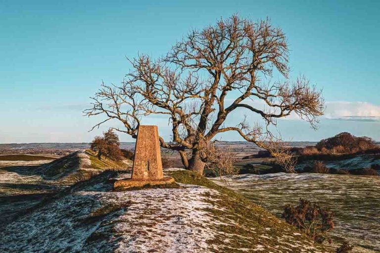 Trig point of Burrough Hill Fort