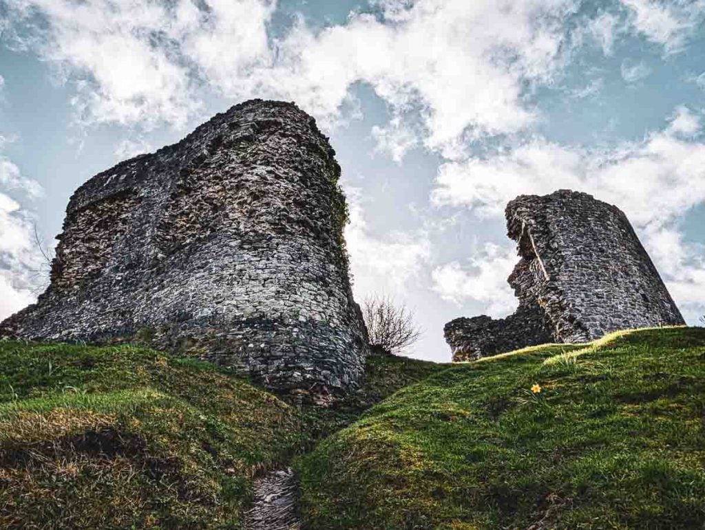 Llandovery Castle profile in the sun