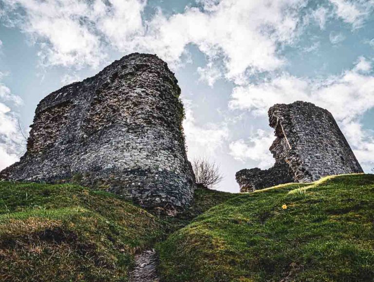 Llandovery Castle profile in the sun