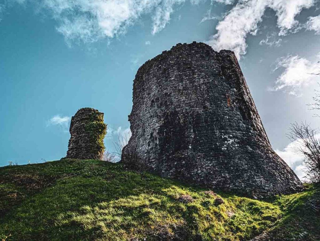 Llandovery Castle walls and tower ruins