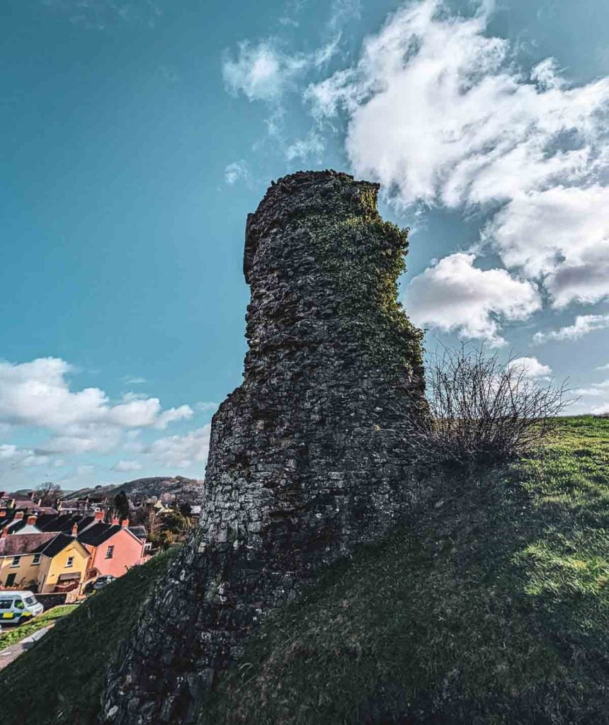 Llandovery Castle with town below