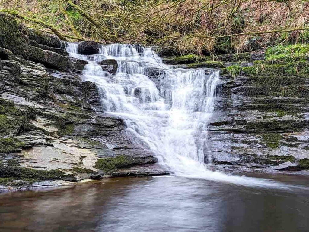 smaller waterfall onNant Llech Walk near old mill