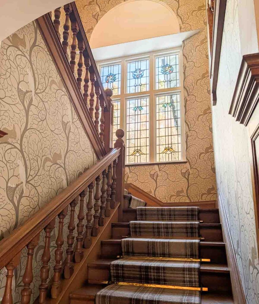 stairs and wallpaper at Lindeth Fell