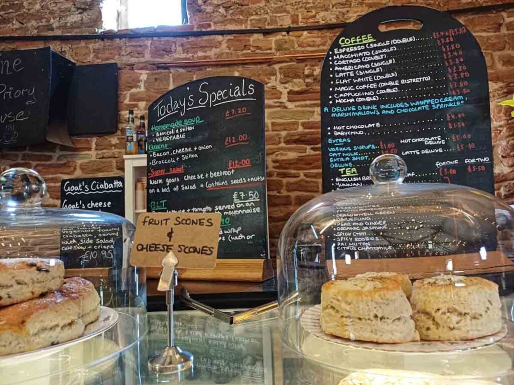 cakes on display at Beauvale priory