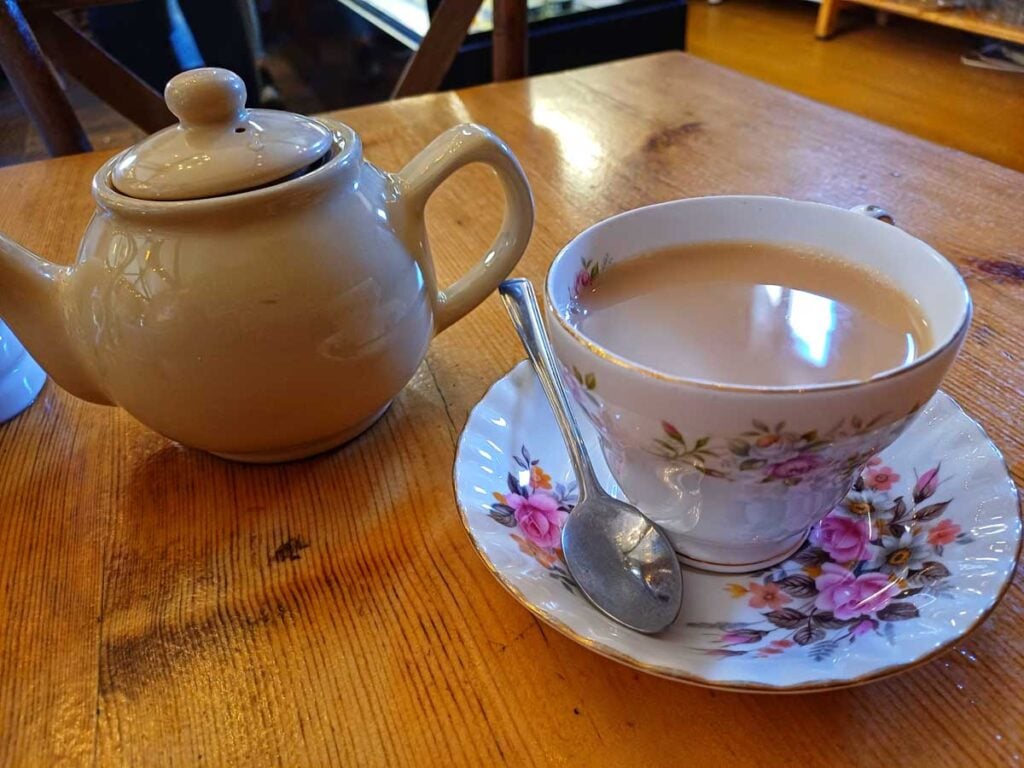 cup of tea and teapot at Beauvale