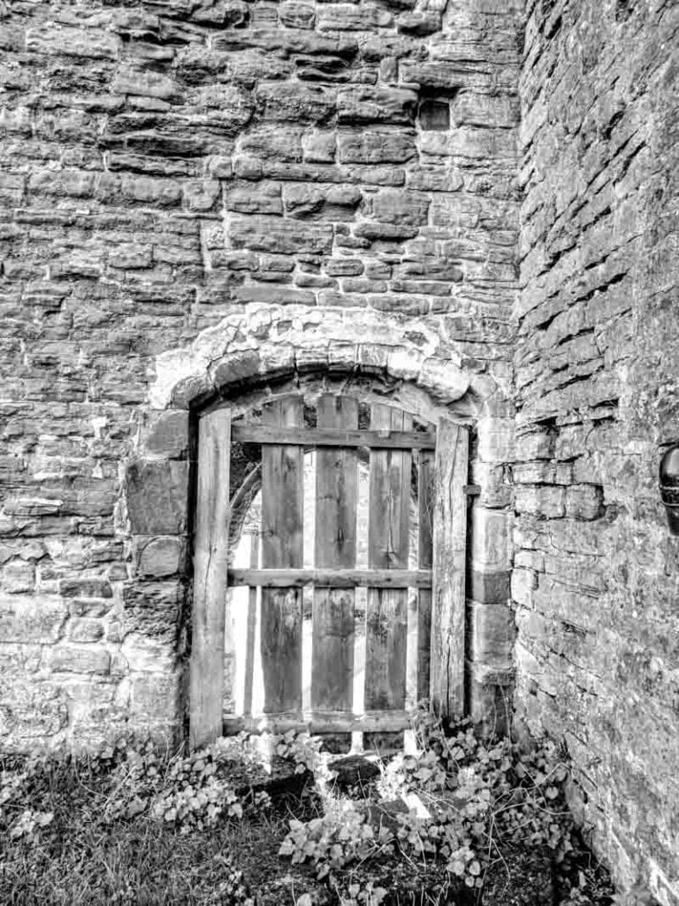 old door in the ruins of Beauvale priory