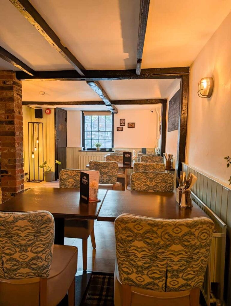 seating inside The New Inn in Amesbury