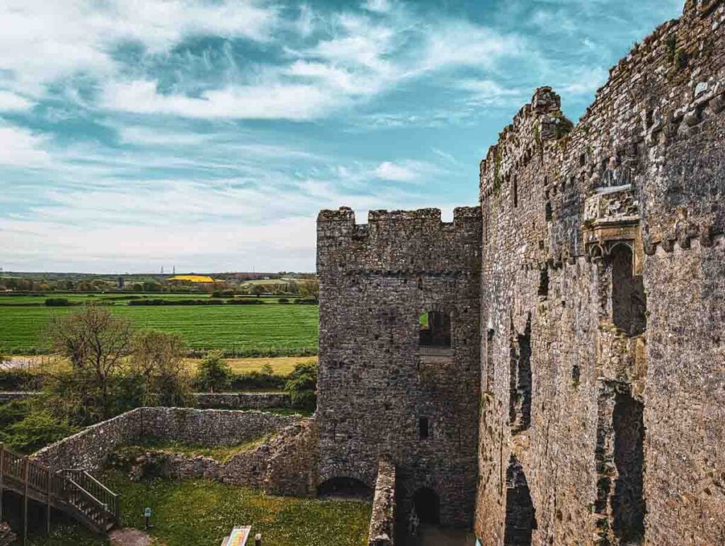 view from tower in carew caste