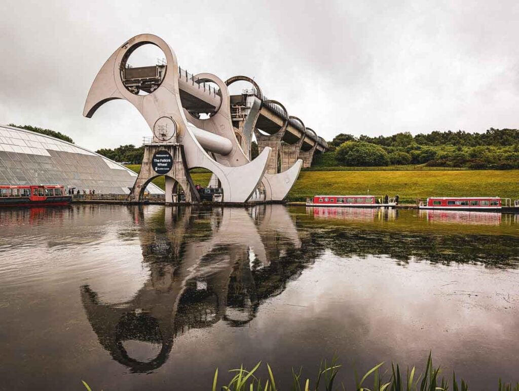falkirk wheel in action from below