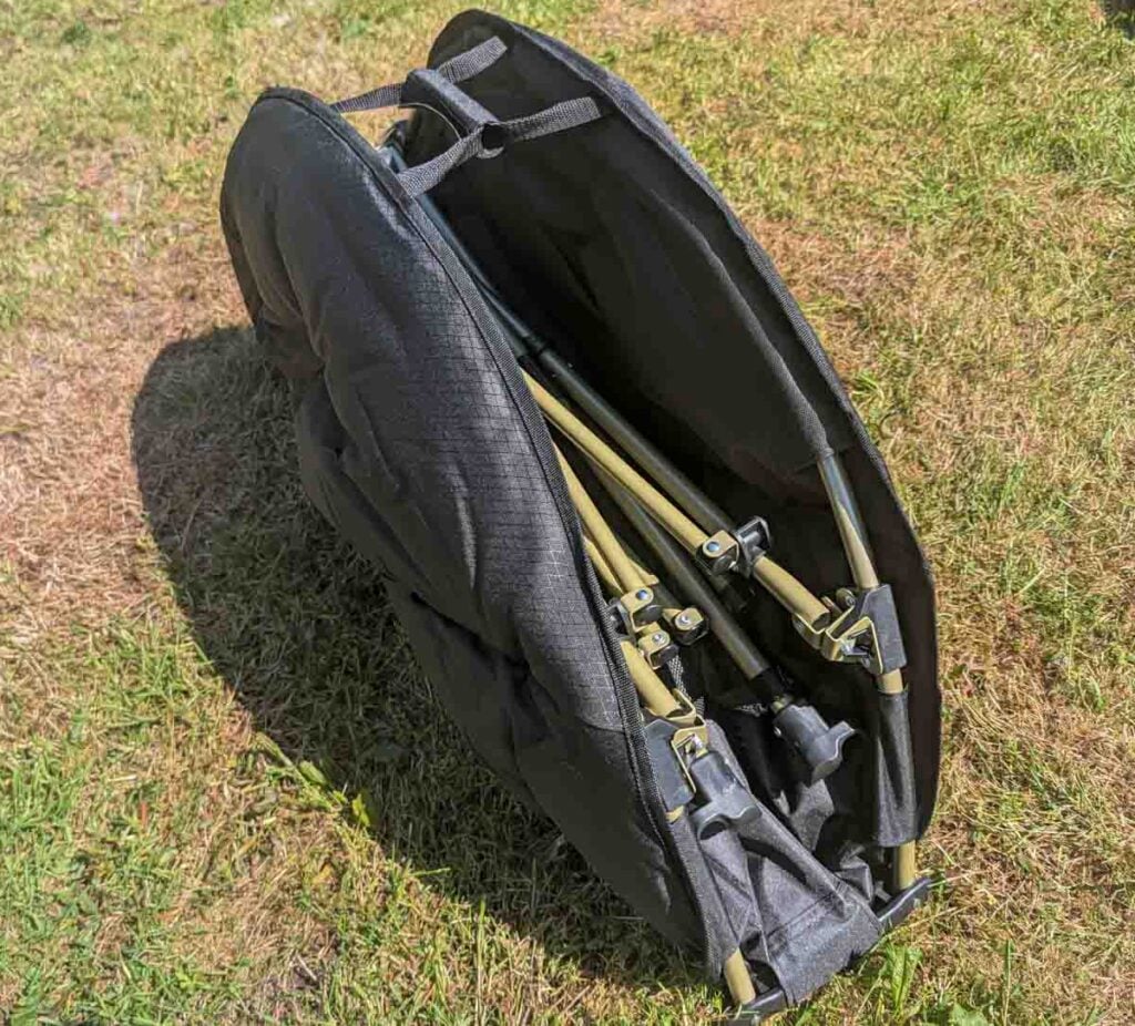 folded away Zempire Moonbase Camping Chair