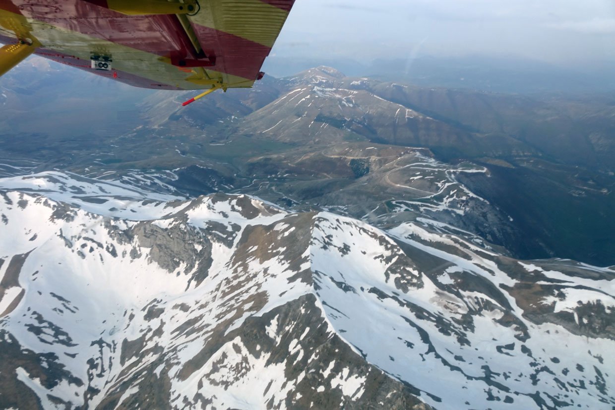 aeroplane view of Sibillini mountains