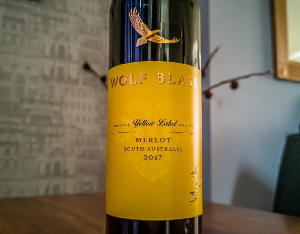 wolf blass merlot bottle and label