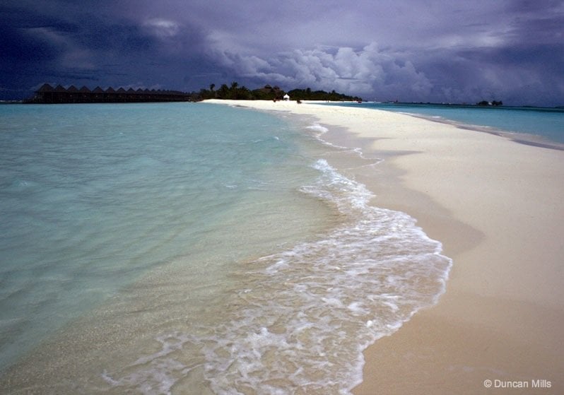 Maldives beach and storm