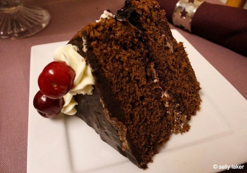 served Chocolate, Amaretto and Cherry Cake