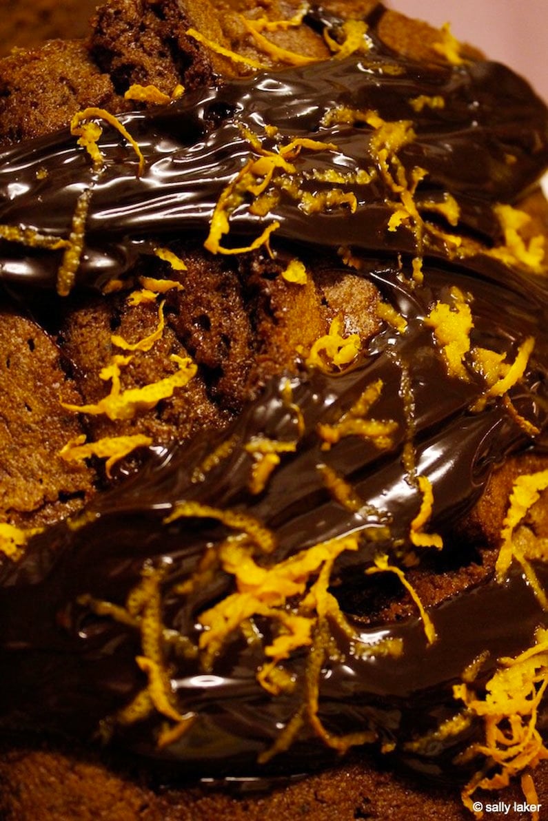 Chocolate and Orange Loaf Cake close up of Chocolate and Orange Loaf Cake