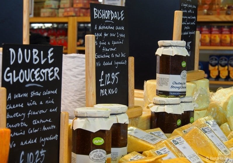 cheese for sale with chutney at wensleydale creamery